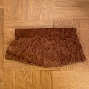 Pietro Alessandro Vintage Magnetic Closure Brown Animal Print Clutch Purse